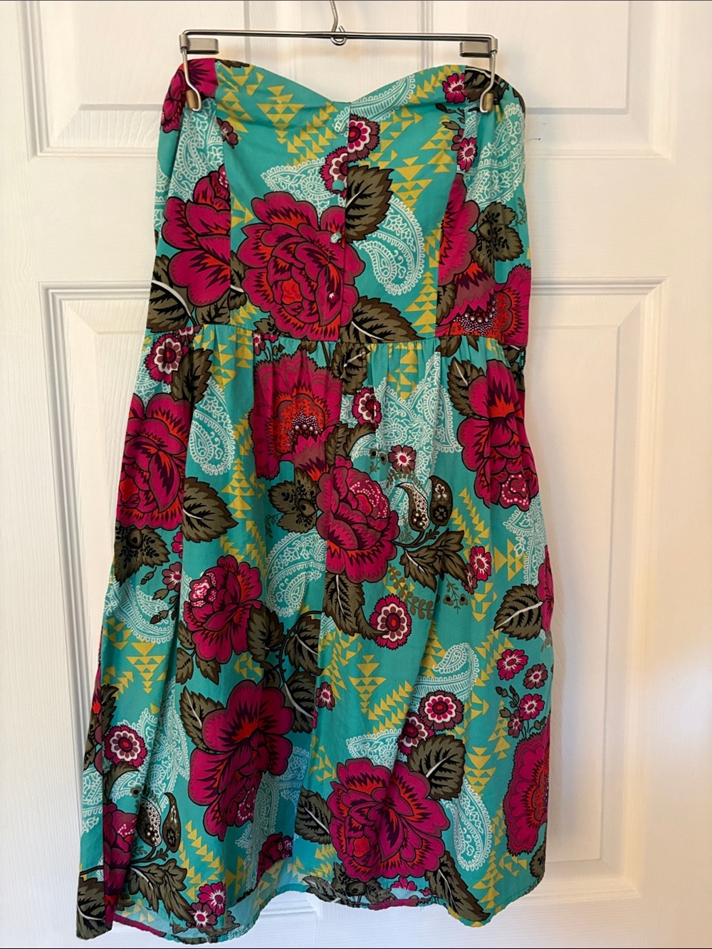 Fire Los Angeles Strapless Floral Mini Dress - Turquoise & Fuchsia